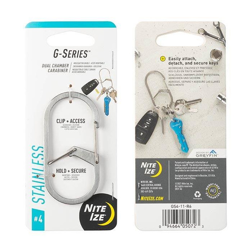 Nite Ize - G-Series™ #4 dvoukomorová karabina - ocel - stříbrná - GS4-11-R6