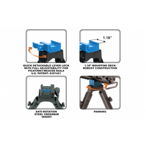 Leapers - Střelecká dvojnožka UTG® s držákem Picatinny QD - 8,7-10,6" - černá - TL-BP69SQ
