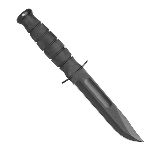 Ka-Bar 1256 - Vojenský nůž - černý - kožené pouzdro 
