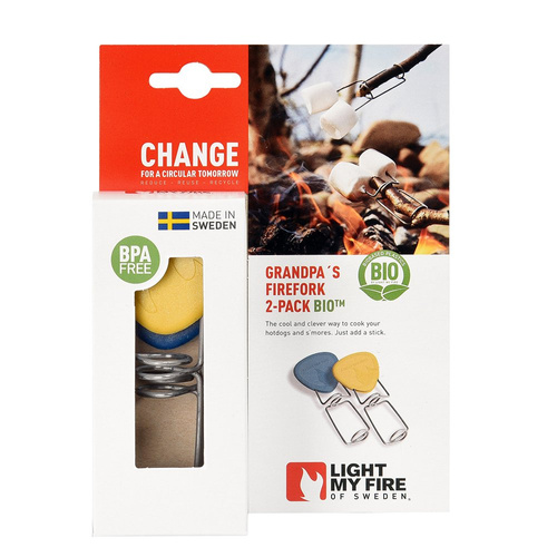 Zapalte mi oheň - Dědečkovy vidličky na oheň 2-pack BIO tábornické špejle - Mustyyellow / Hazyblue - 2302011413