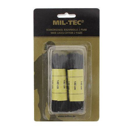 Mil-Tec - Bavlněné tkaničky - 140 cm - Černá - 12910002