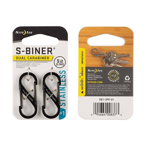 Nite Ize - S-Biner #1 - černý - 2 balení - SB1-2PK-01