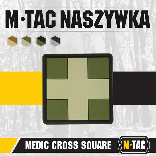 M-Tac - Medic Cross Square 3D PVC nášivka - olivová - 51124001