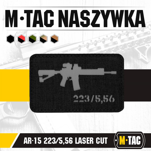 M-Tac - laserem řezaná nášivka AR-15 223/5.56 - černá/šedá - 51111211