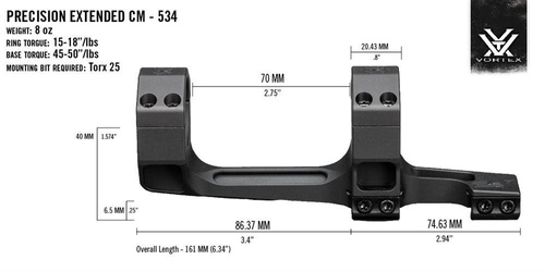 Vortex Optics - Precision Extended Mount - 34 mm - černá - CM-534
