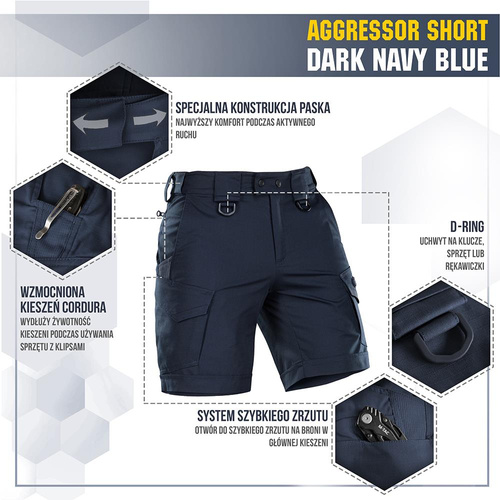 M-Tac - Taktické šortky Aggressor - Polycotton - Rip-Stop - Dark Navy Blue - 20018015