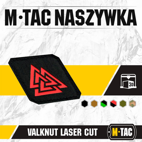 M-Tac - Laserem řezaná čtvercová nášivka Valknut - červená / černá - 51162233