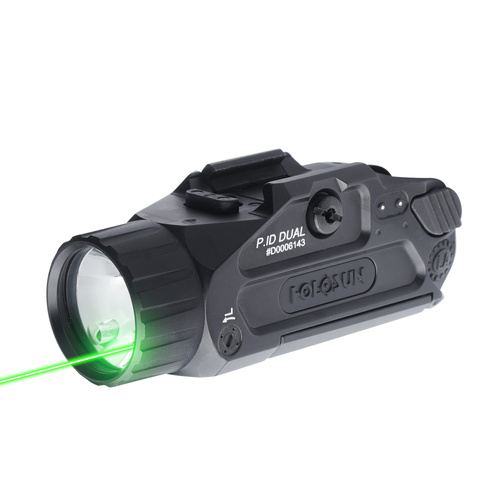 Holosun - taktická zbraňová svítilna Dual - 17 000 cd - IR/zelený laser - Černá - P.ID Dual
