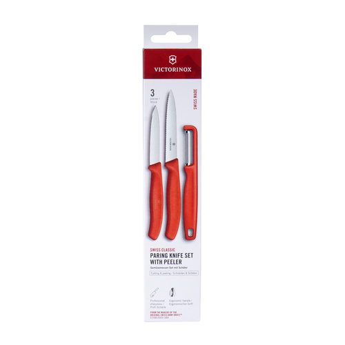 Victorinox - Sada kuchyňských nožů s loupačem Swiss Classic - 3 kusy - červená - 6.7111.33C1
