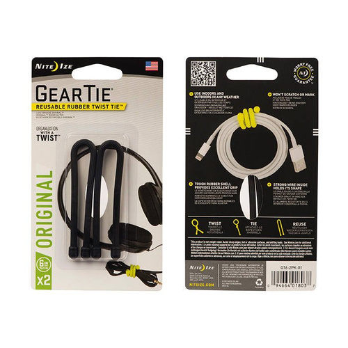 Nite Ize - Gear Tie 6'' - černá - 2 balení - GT6-2PK-01