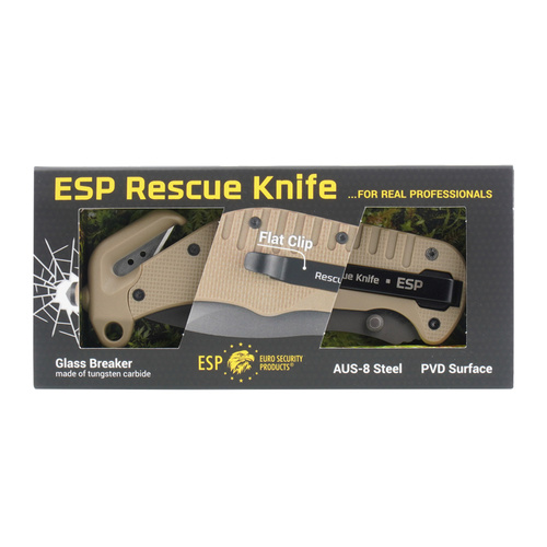 ESP - Záchranářský nůž - hladká čepel - Khaki - RKK-01