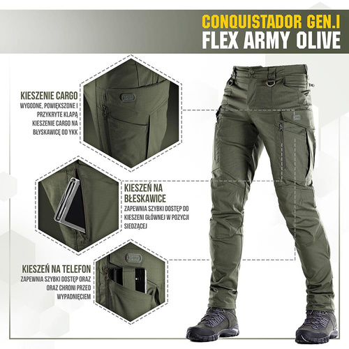 M-Tac - Taktické kalhoty Conquistador Gen. I Flex - Ripstop - Army Olive - 20059062