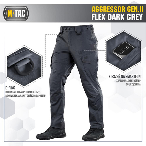 M-Tac - Taktické kalhoty Aggressor Gen.II Flex - Ripstop - tmavě šedé - 20058012