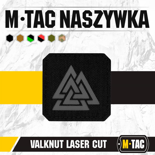 M-Tac - Laserem řezaná čtvercová nášivka Valknut - černá / šedá - 51162211