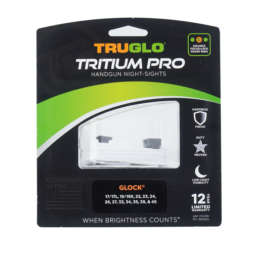 TruGlo - Tritiové zaměřovače Pro - Glock 17/19 - Nízké - Oranžové ráfky - TG231G1C