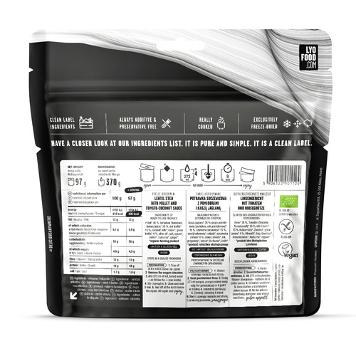 LyoFood - Lyofilizovaná krmná dávka Lyo Expedition - Eko čočka Dal - 370 g