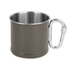 Mil-Tec - Hrnek z nerezové oceli s karabinou - 500 ml - OD Green - 14608202