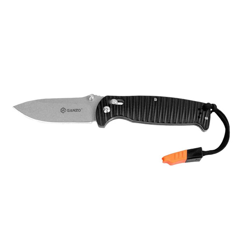 Ganzo - Zavírací nůž G7412P-BK-WS s píšťalkou - 440C - černý - G7412P-BK-WS
