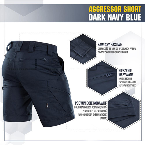 M-Tac - Taktické šortky Aggressor - Polycotton - Rip-Stop - Dark Navy Blue - 20018015