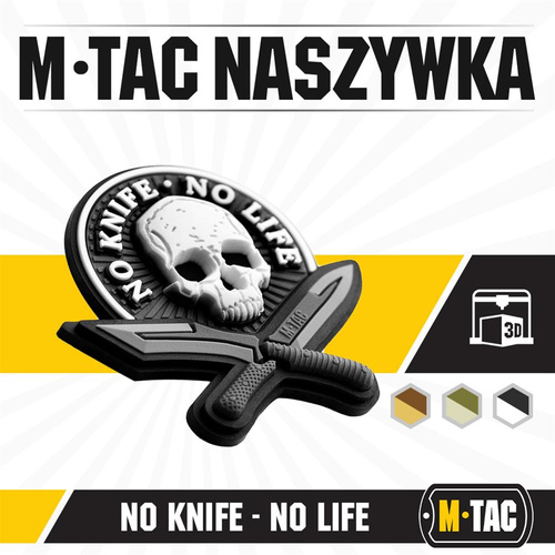 M-Tac - No Knife - No Life 3D PVC náplast - černá / bílá - 51128236