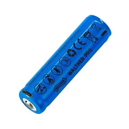 Walther - Nabíjecí baterie Li-Ion ICR 18650 - Nabíjení přes USB - 2600mAh - 3,6V - Modrá - 3.7133