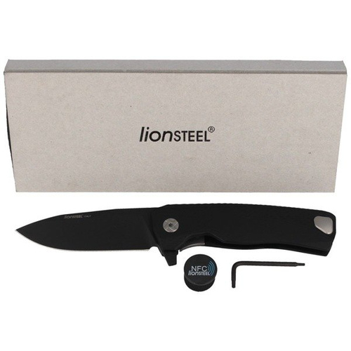 LionSteel - Zavírací nůž s hliníkovou černou / černou čepelí - ROK A BB