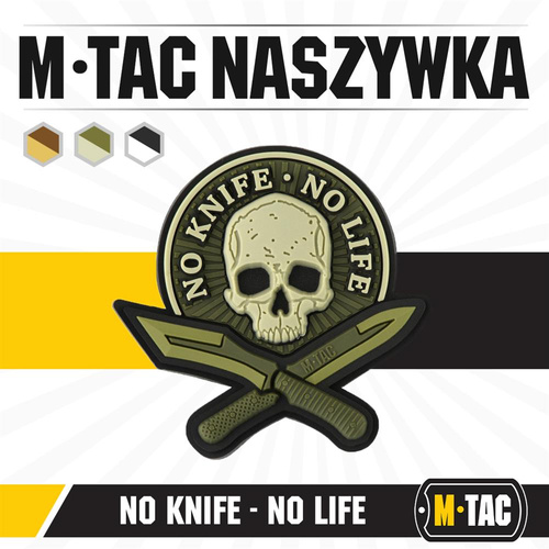 M-Tac - No Knife - No Life 3D PVC náplast - Olive - 51128001
