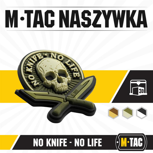 M-Tac - No Knife - No Life 3D PVC náplast - Olive - 51128001