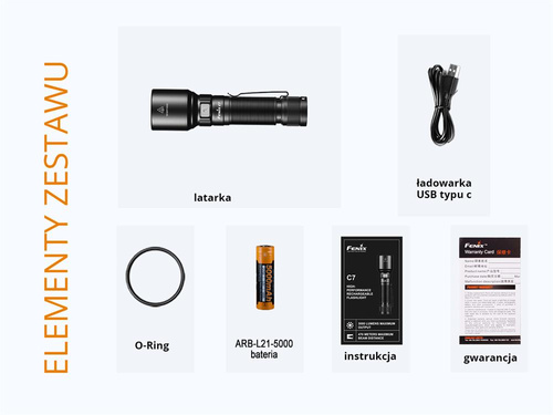 Fenix - Nabíjecí LED svítilna - 3000 lumenů - 5000 mAh - C7