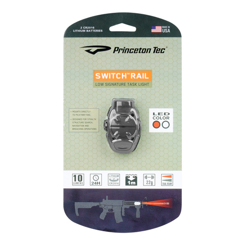 Princeton Tec - Taktická svítilna s přepínačem na lištu - Ultrabright LED - Černá - SR-IRW-BK