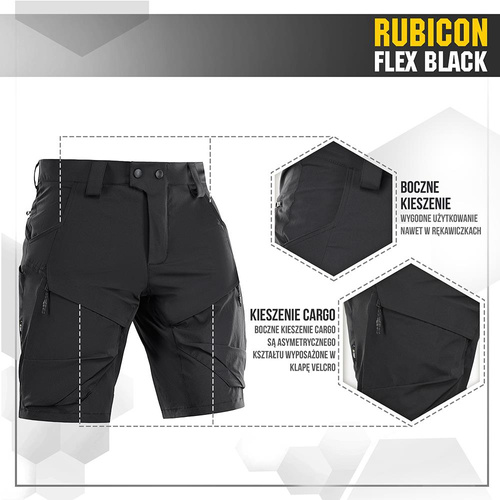 M-Tac - Taktické šortky Rubicon Flex - 4-Way Stretch - YKK - Černá - 20070002