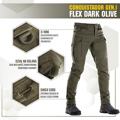 M-Tac - Taktické kalhoty Conquistador Gen. I Flex - Ripstop - Dark Olive - 20059048