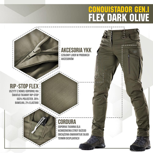 M-Tac - Taktické kalhoty Conquistador Gen. I Flex - Ripstop - Dark Olive - 20059048