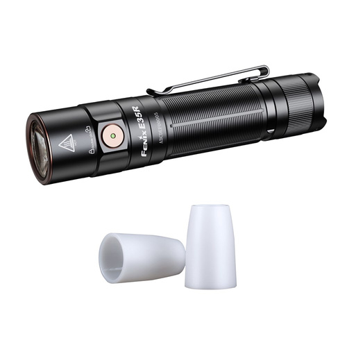 Fenix - Taktická svítilna E35R s baterií 5000 mAh + difuzér AOD-S V2.0 - 3100 lm - černá - E35R+AOD-S V2.0