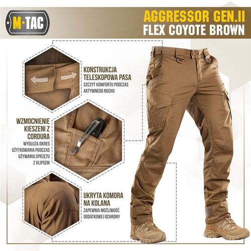 M-Tac - Taktické kalhoty Aggressor Gen.II Flex - Ripstop - Coyote Brown - 20058017