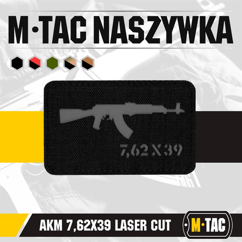 M-Tac - Laserem řezaná nášivka AKM 7.62x39 - černá/šedá - 51110211