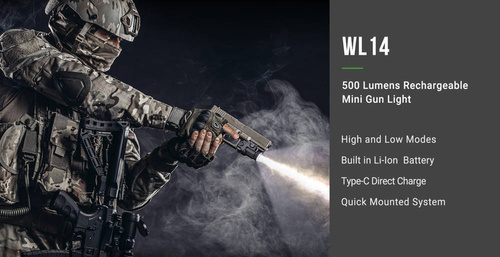 NEXTorch - Svítilna WL14 pro krátké zbraně - Picatinny/Glock - 500 lm - WL14.
