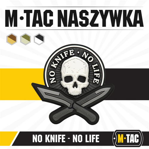M-Tac - No Knife - No Life 3D PVC náplast - černá / bílá - 51128236