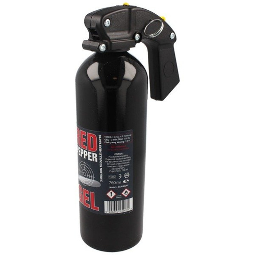 Grafitově červený pepřový sprej - gel - HJF - 750 ml - černý - 11700-H-BLK