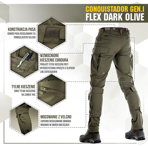 M-Tac - Taktické kalhoty Conquistador Gen. I Flex - Ripstop - Dark Olive - 20059048