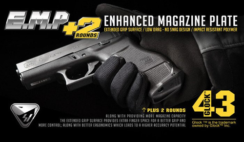 Strike Industries - Vylepšená deska zásobníku pro Glock 43 - SI-EMP-G43-BK