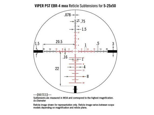 Vortex Optics - Lovecký dalekohled Viper PST II 5-25x50 - Osvětlený zaměřovač EBR 4 - 30 mm - PST-5251