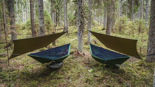 Lesovik - Turistická houpací síť DRAKA s moskytiérou a závěsem SNEKA - Treetop Green