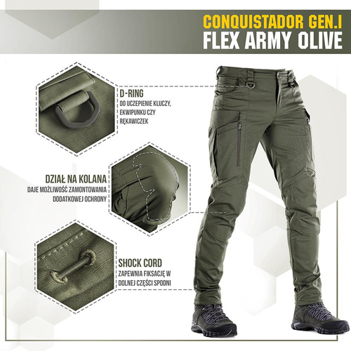 M-Tac - Taktické kalhoty Conquistador Gen. I Flex - Ripstop - Army Olive - 20059062