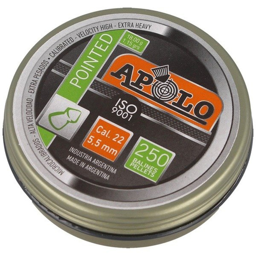 Apolo - Kuličky do vzduchovky se špičkou Extra Heavy - .22 / 5,52 mm - 250 ks - E19601-2