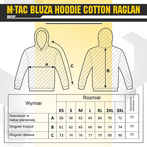 M-Tac - Bavlněná mikina s kapucí Raglan - černá - 20483002
