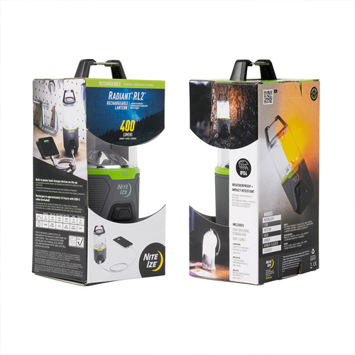Nite Ize - Nabíjecí kempingové světlo Radiant® RL2™ - 400 lm - šedé / zelené - RL2-17-R8