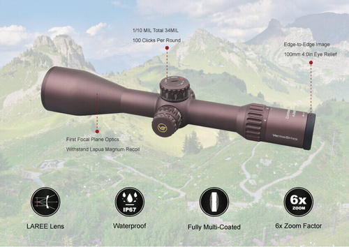 Vector Optics - Puškohled 34mm Continental x6 4-24x56 - FFP - VEC-MBR - FDE - SCFF-39