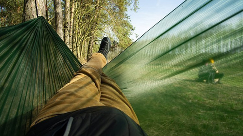 Lesovik - Lehká turistická houpací síť SUL se zavěšením SMUK UL - Forest Green