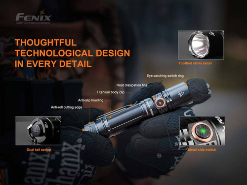 Fenix - taktická LED svítilna dobíjecí - 1700 lumenů - 2600 mAh - černá - PD35 V3.0 